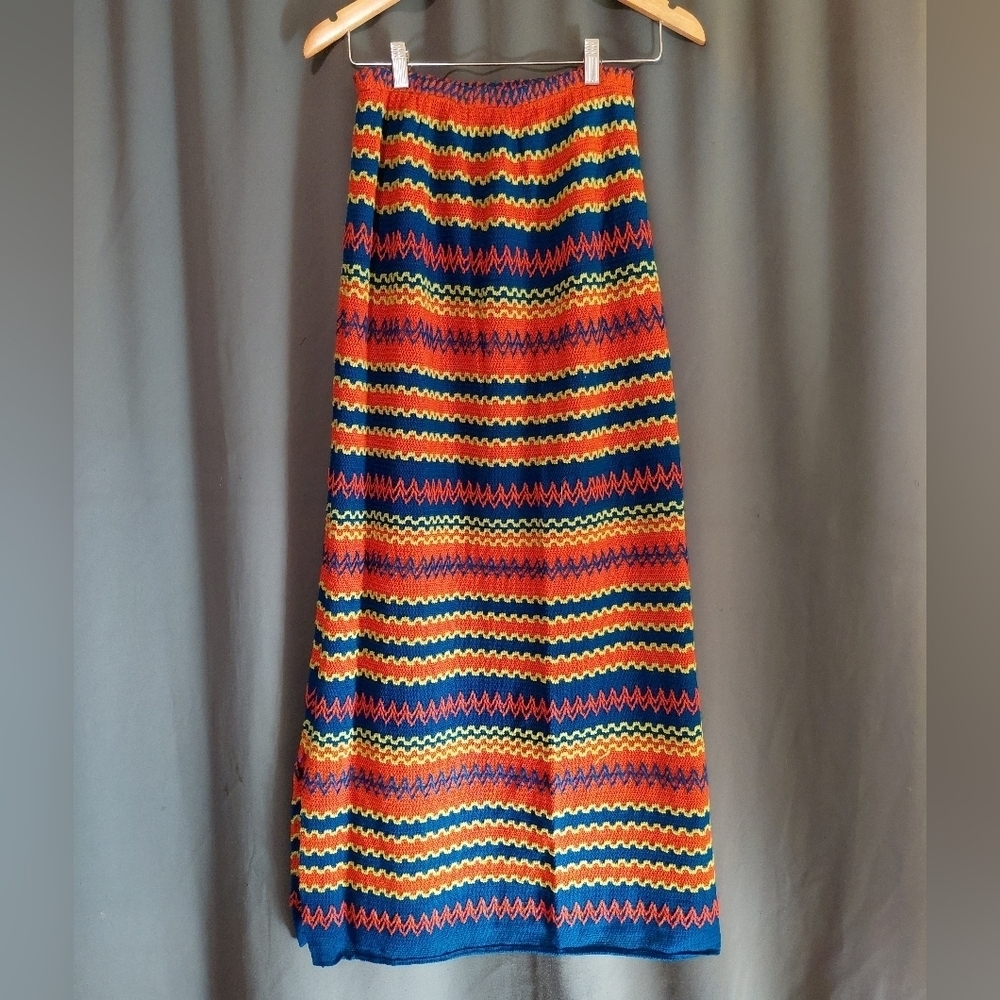 Handmade Knit Retro Vintage Colorful Maxi Skirt Size Small - Picture 8 of 8